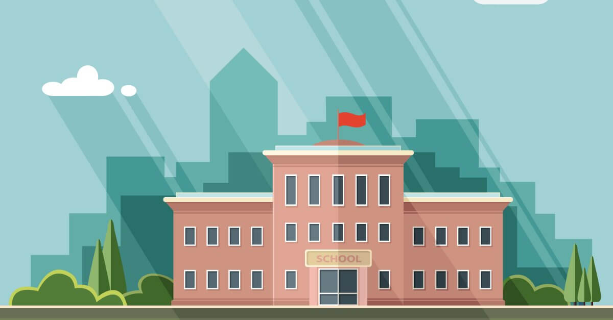 Grafik einer Außenansicht eines großen Gebäudes